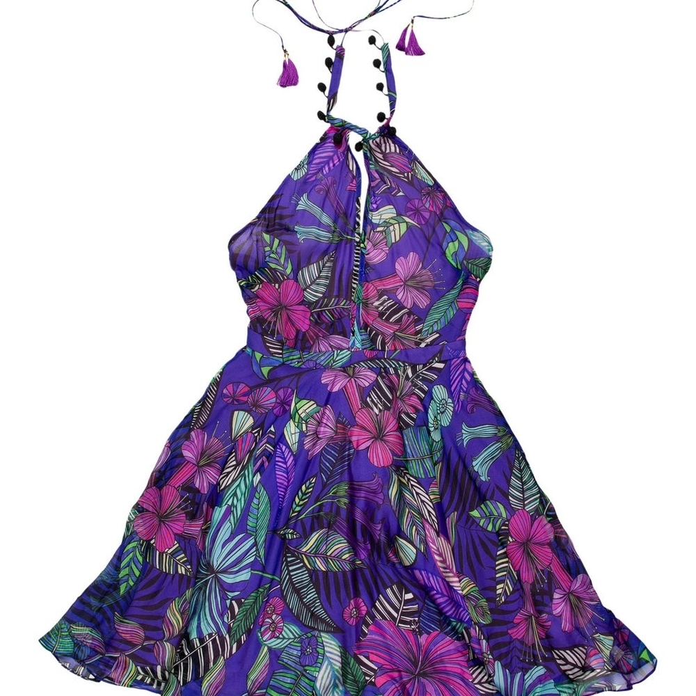 NWT Matthew Williamson Purple Floral Backless Dress